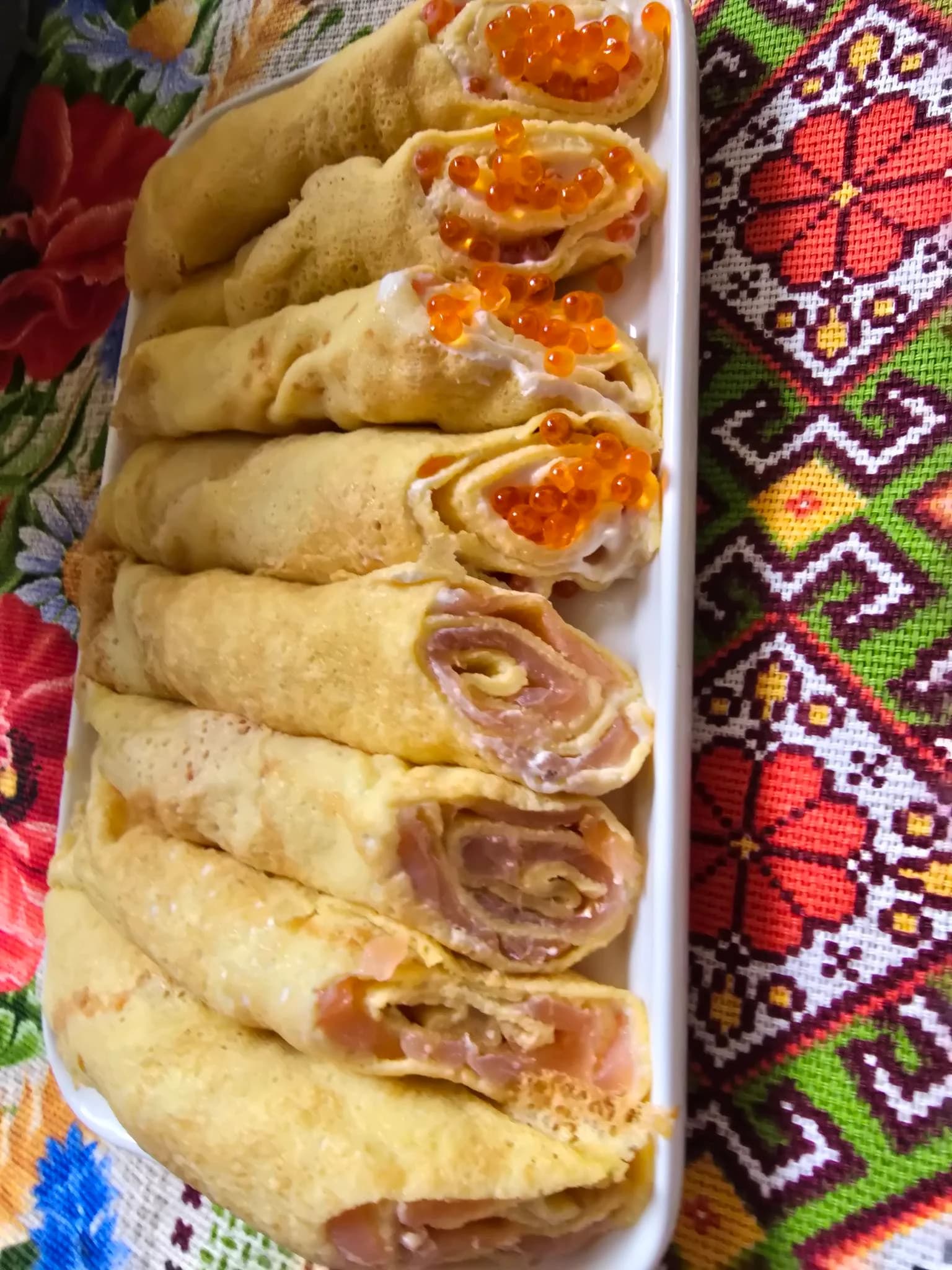 Blinis with red caviar