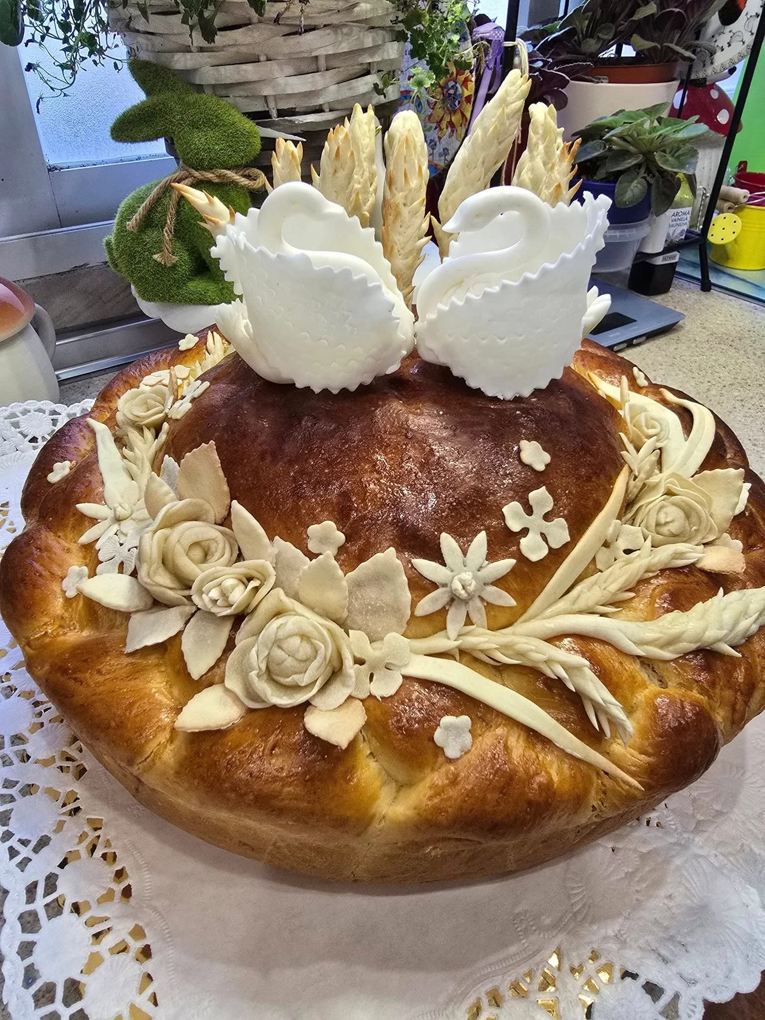 Wedding loaf with swans